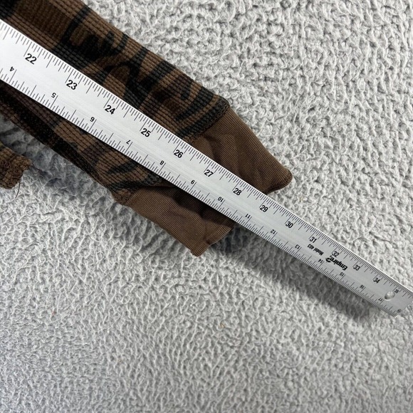 Vintage Old Navy Thermal Shirt Men's Medium Brown Black Camo Henley All Over Y2K - Picture 5 of 10